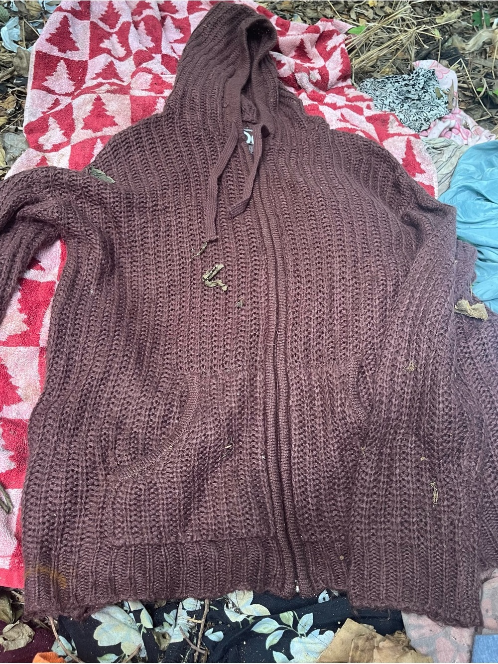 Cozy Hooded Zip Cardigan Sweater in Deep Brown